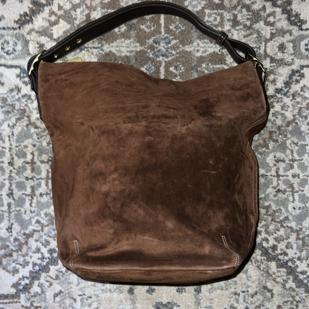 COACH 9196 VINTAGE LEGACY SAC CHOCOLATE BROWN SUEDE LEATHER XL BUCKET/DUFFLE